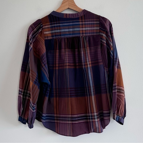 Madewell plaid crew neck button front dolman cut flannel shirt small - Picture 6 of 8